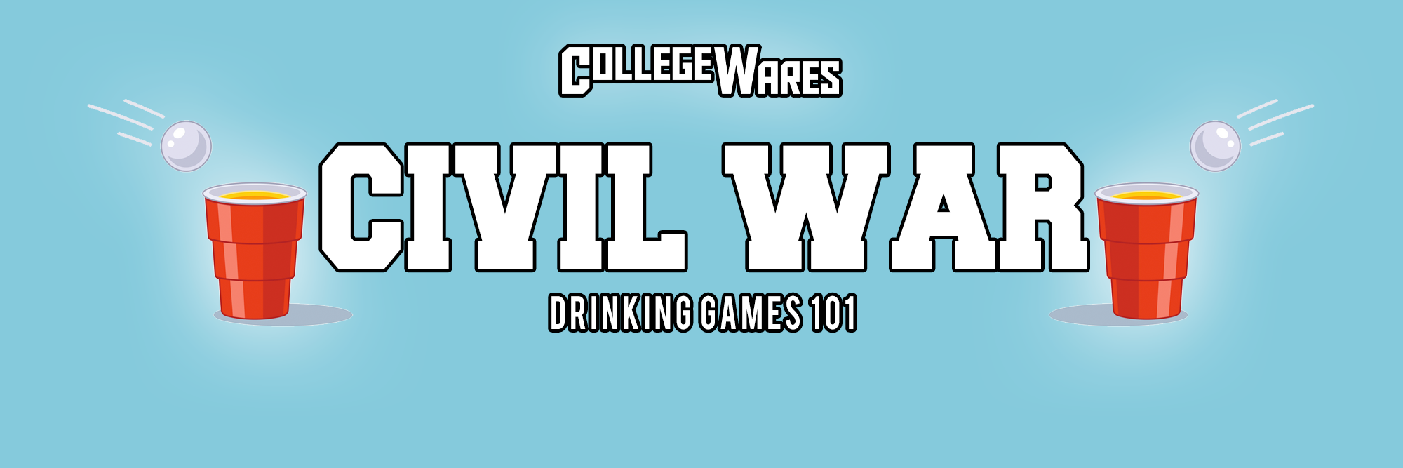 Civil War drinking game setup with rapid-fire beer pong cups