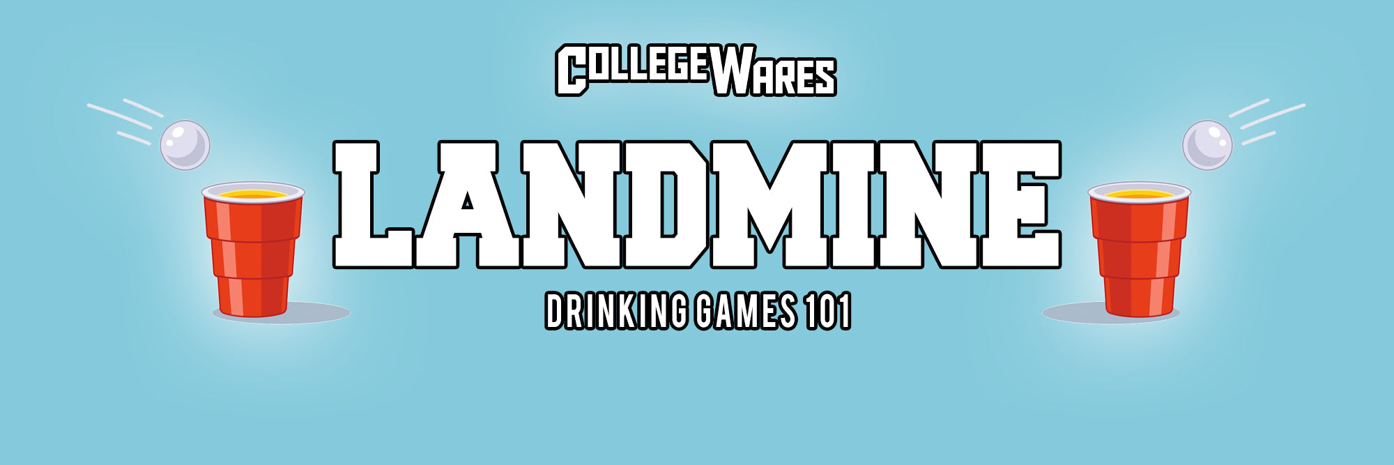 Landmine drinking game with quarter and cans on a table