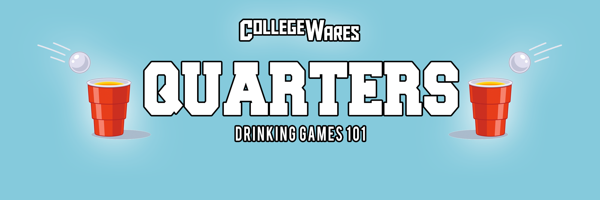 Quarters drinking game with coin and party cups