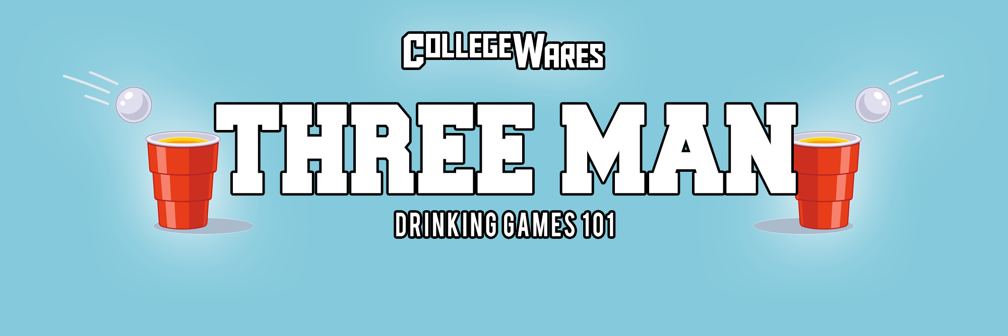 Three Man drinking dice game with dice and party drinks