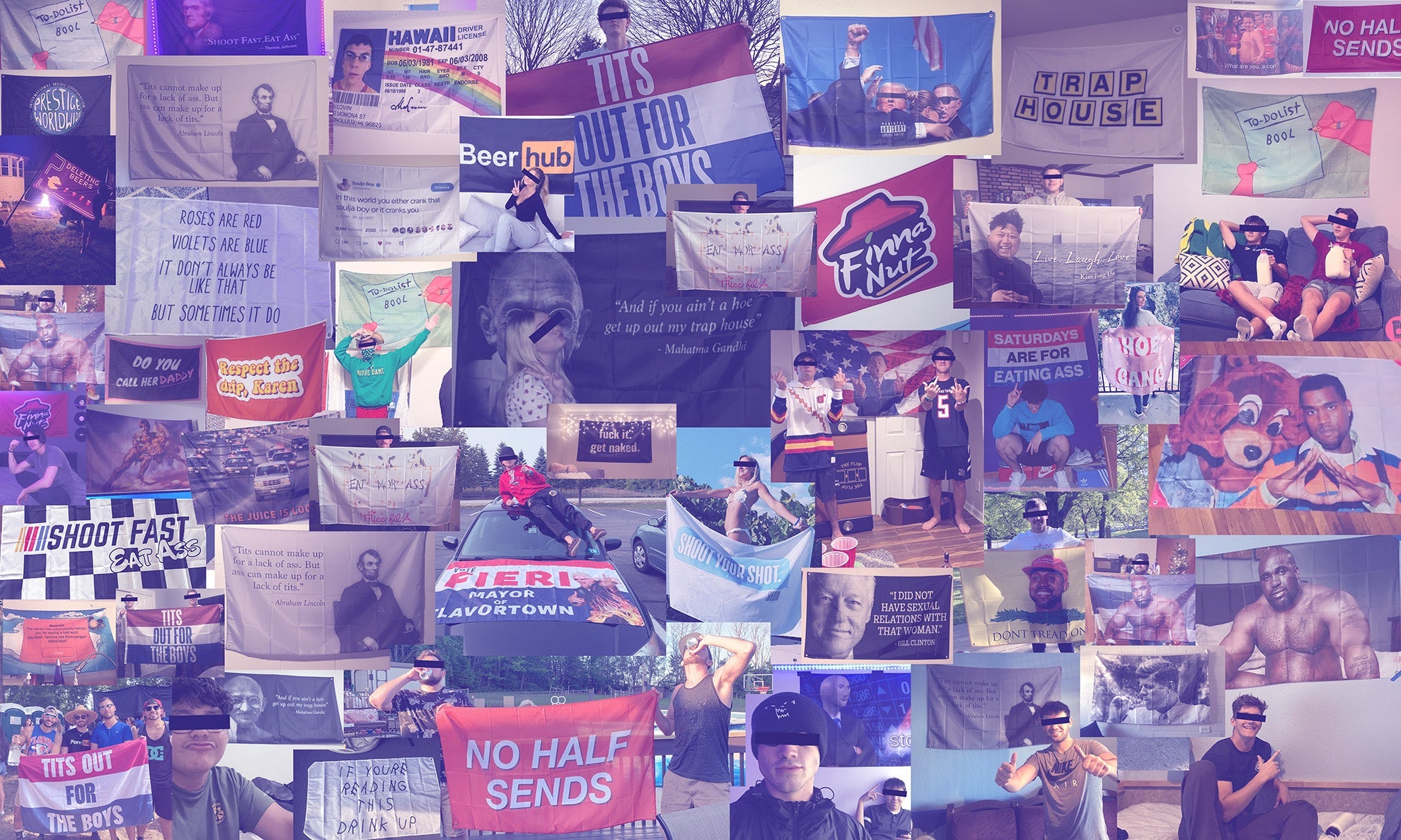 Collage of Customer Pictures for CollegeWares - Funniest College Flags