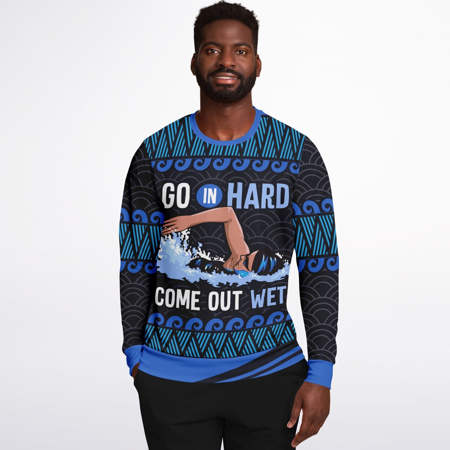 Go In Hard, Come Out Wet Swimming Christmas Sweatshirt