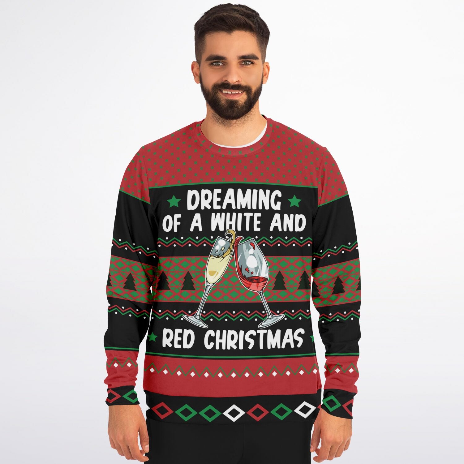 White and Red Wine Christmas Sweatshirt