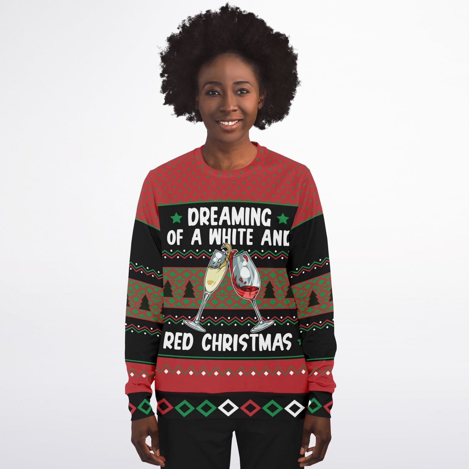 White and Red Wine Christmas Sweatshirt