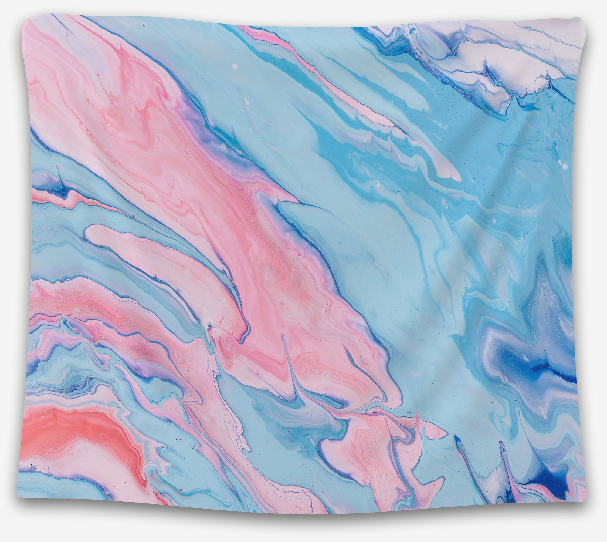 Tapestry with pastel marble swirls in pink, blue, and lavender tones — abstract aesthetic wall art from CollegeWares.