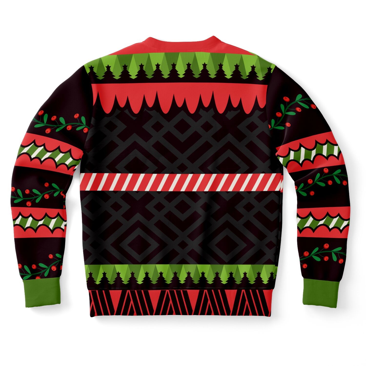 Back view of white sweater with star stripe pattern and no graphic or text — playful sarcastic style from CollegeWares.