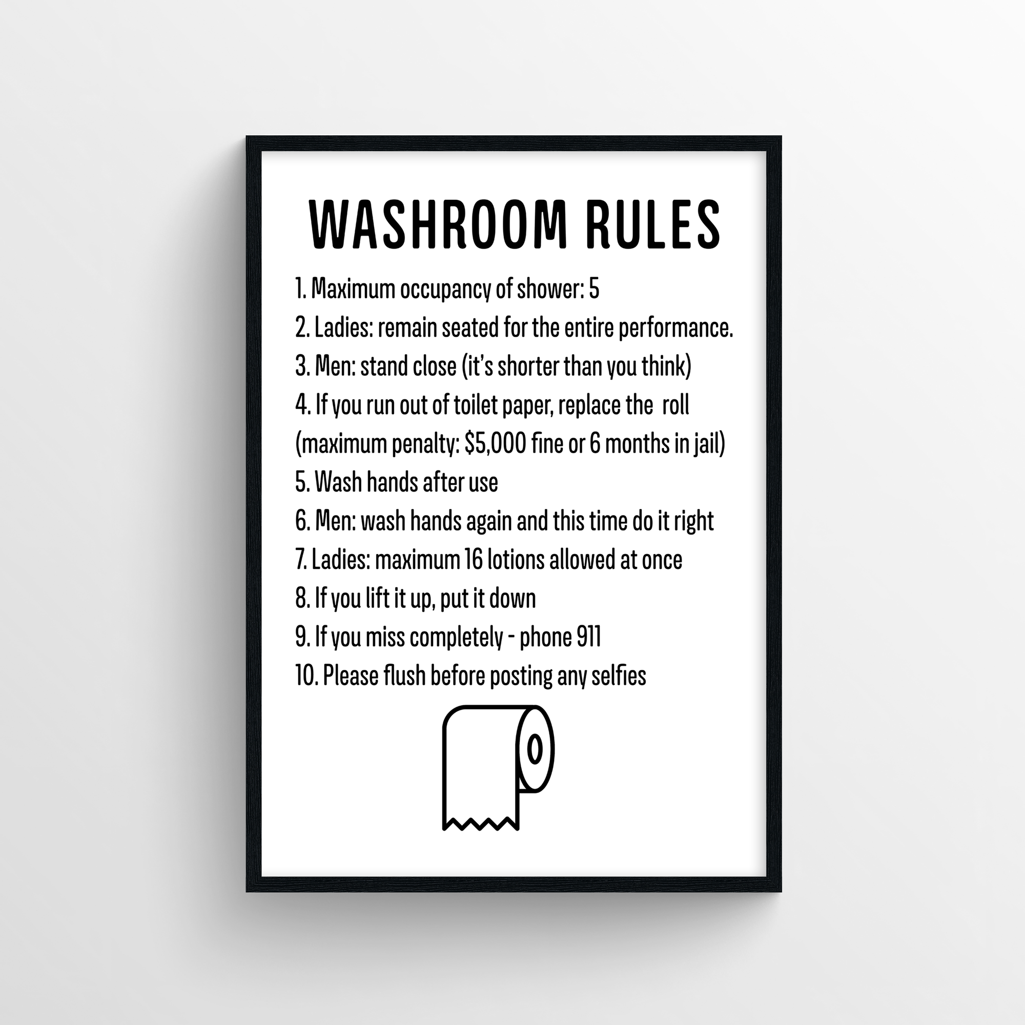 Washroom Rules Bathroom Poster - CollegeWares