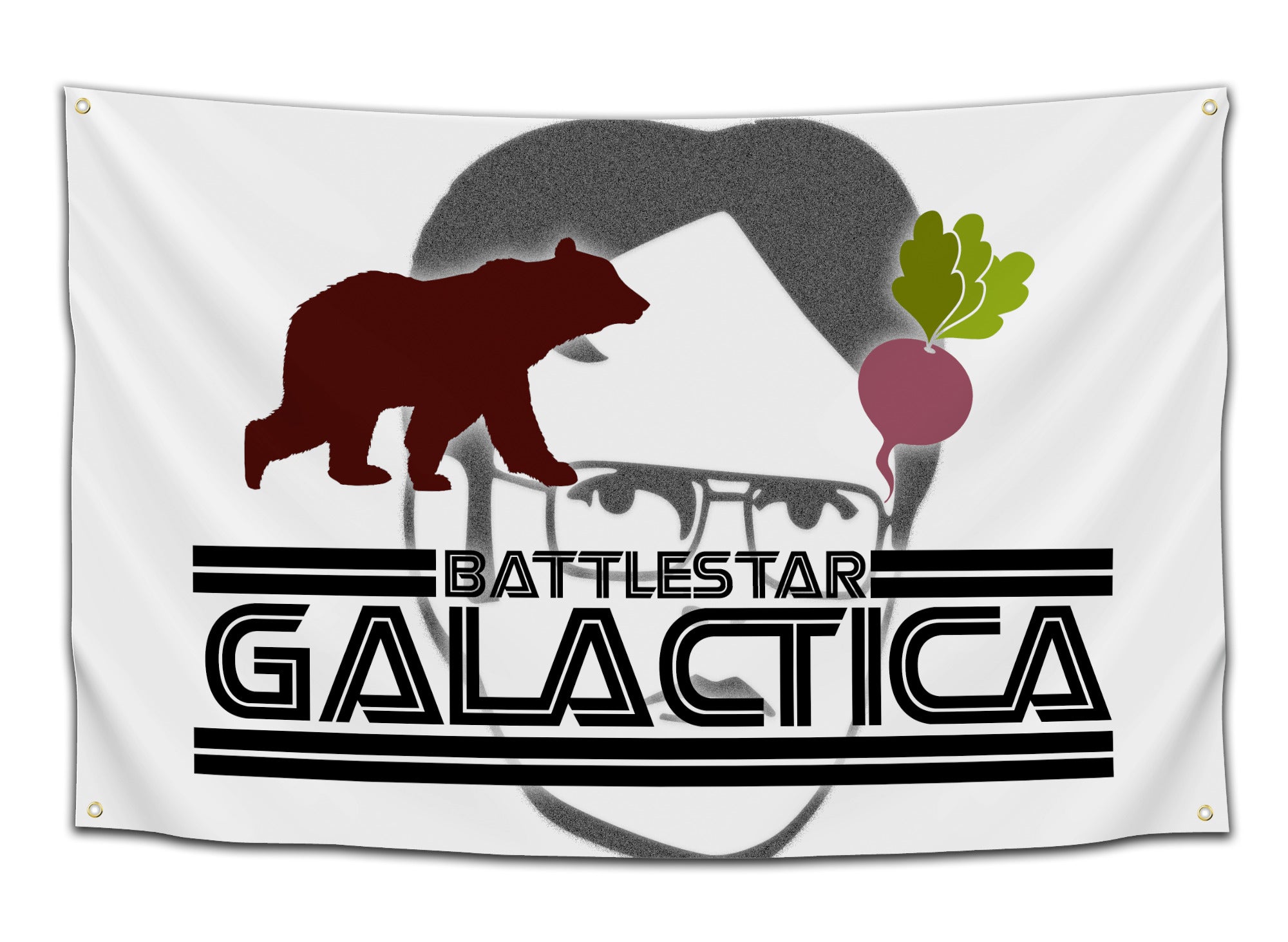 Funny “Bears, Beets, Battlestar Galactica” flag inspired by The Office with Dwight Schrute design – perfect dorm wall decor from CollegeWares.