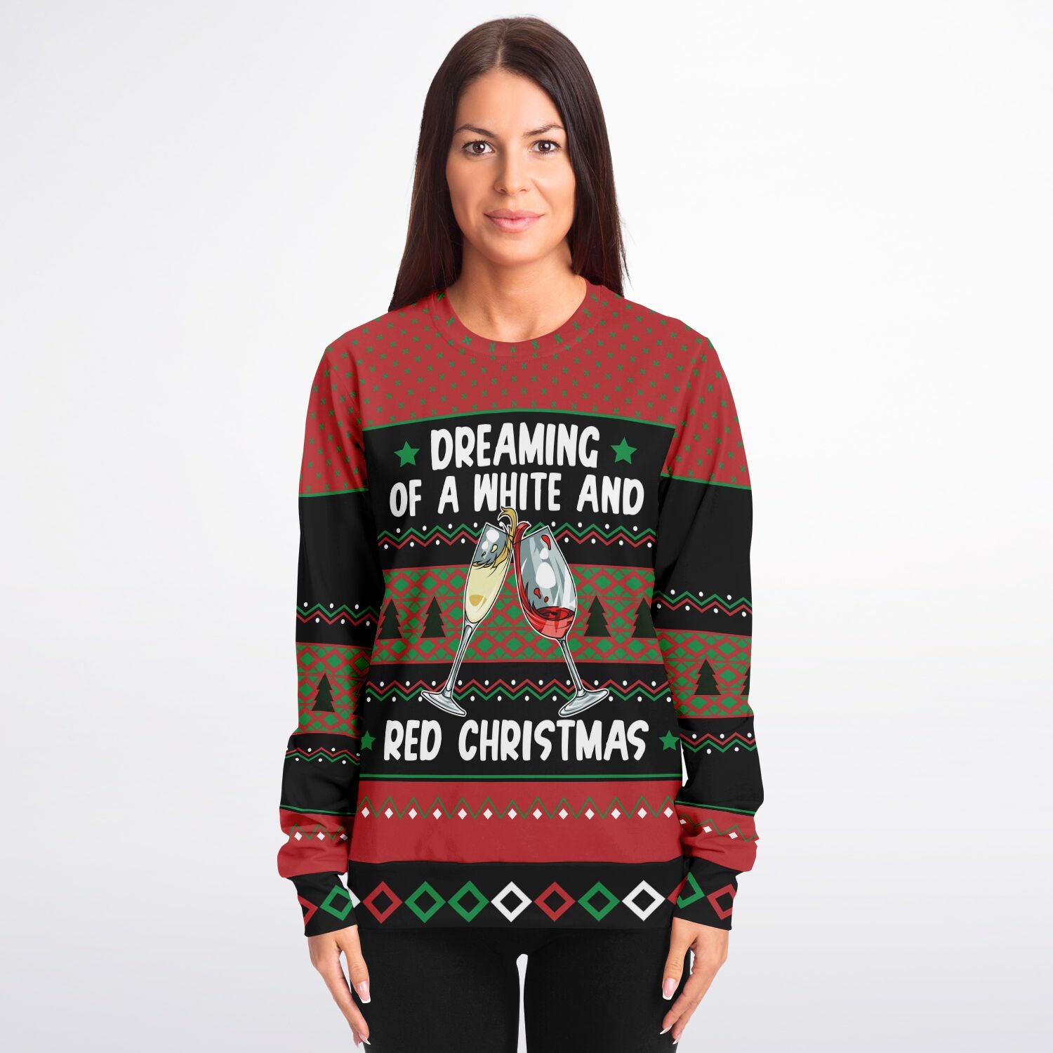 White and Red Wine Christmas Sweatshirt