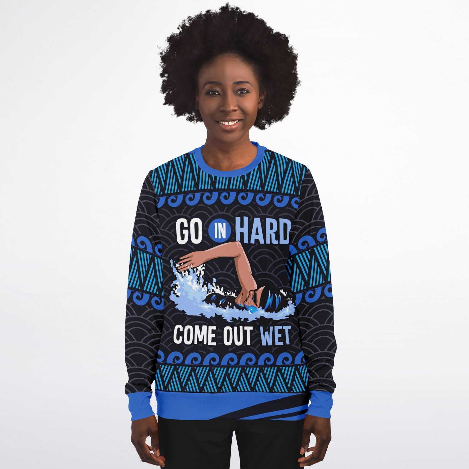 Go In Hard, Come Out Wet Swimming Christmas Sweatshirt