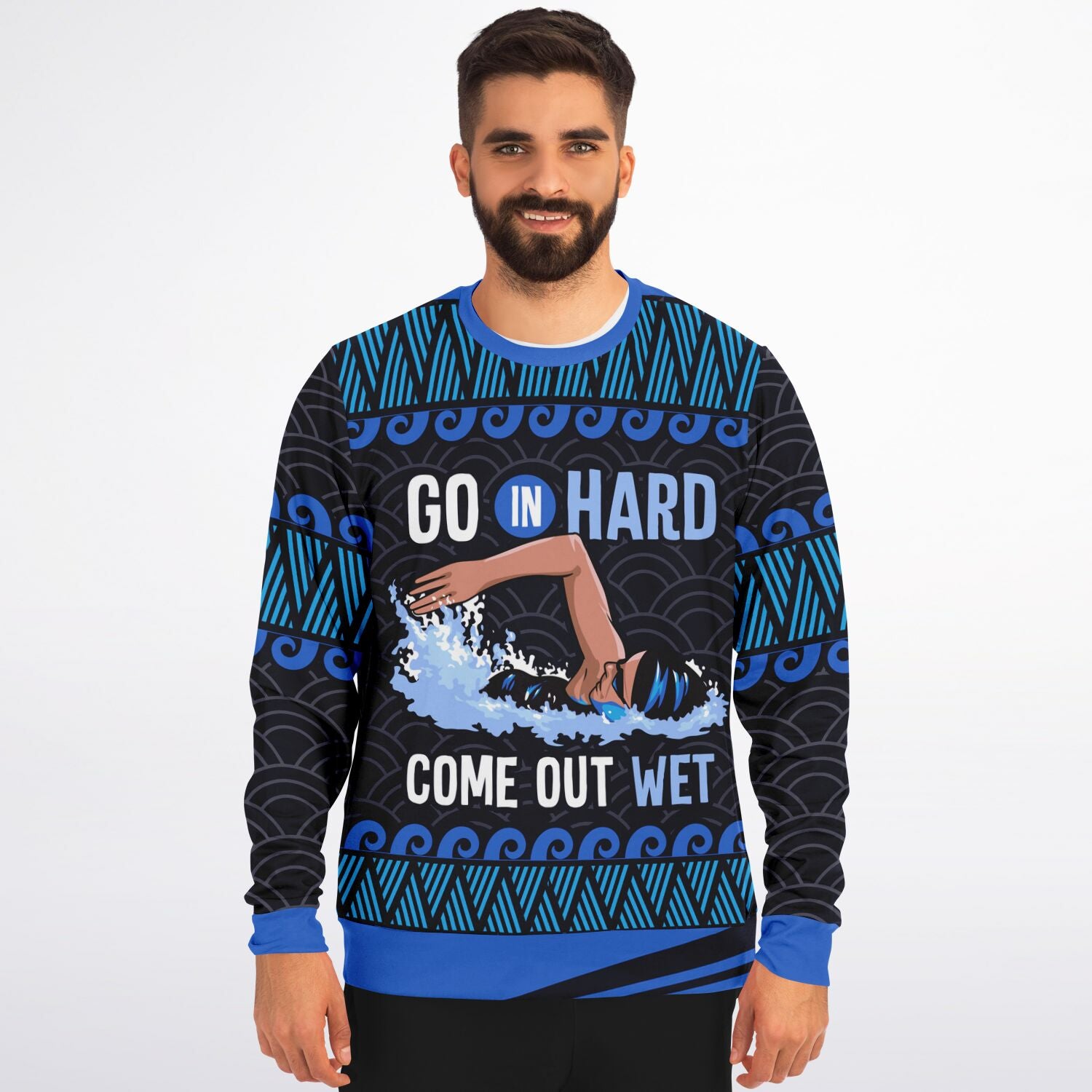 Go In Hard, Come Out Wet Swimming Christmas Sweatshirt