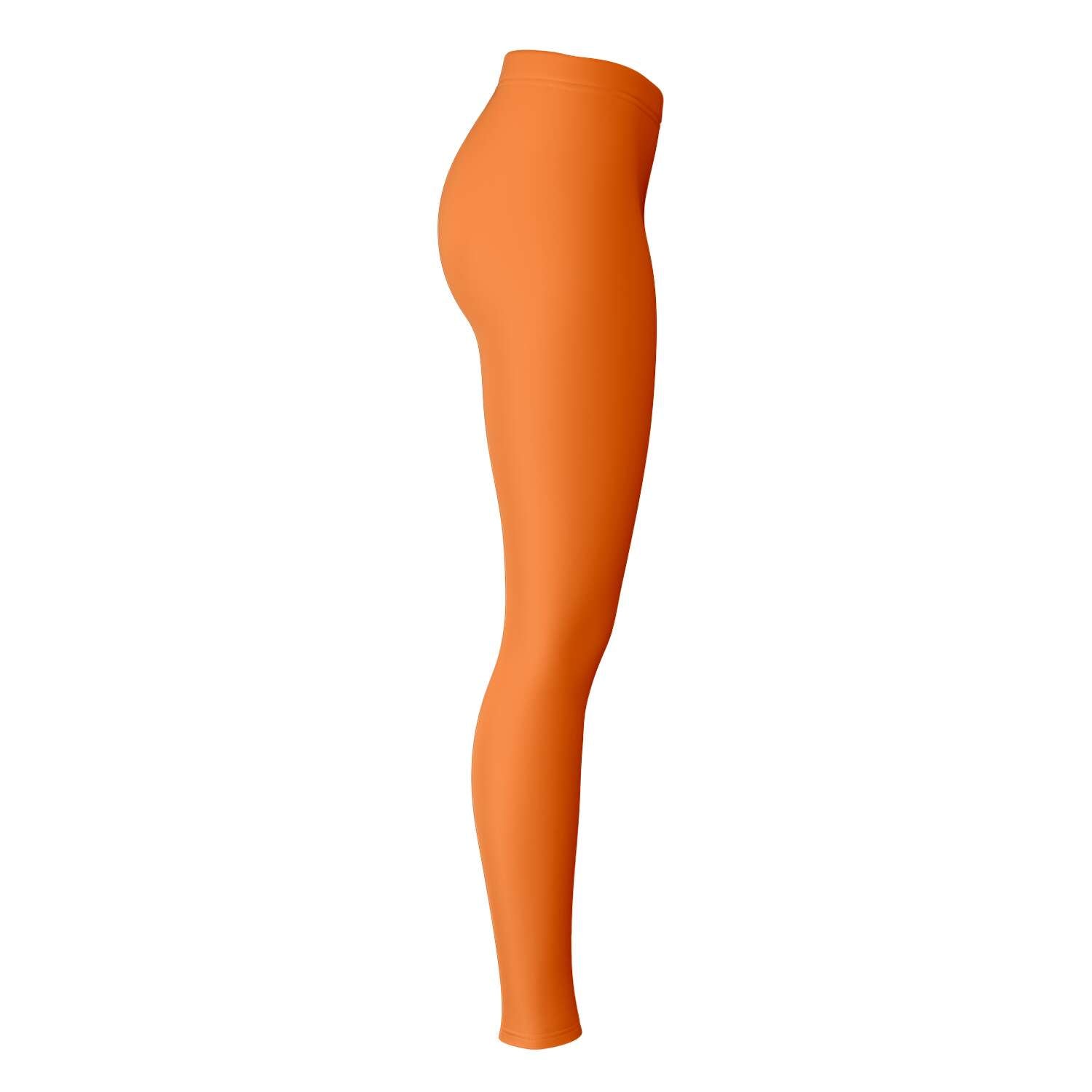 Left-side view of orange panel Auburn University color leggings — bright and energized look from CollegeWares.