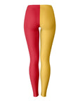 Back view of gold and cardinal leggings with clean color blocking — Cyclone pride from CollegeWares.