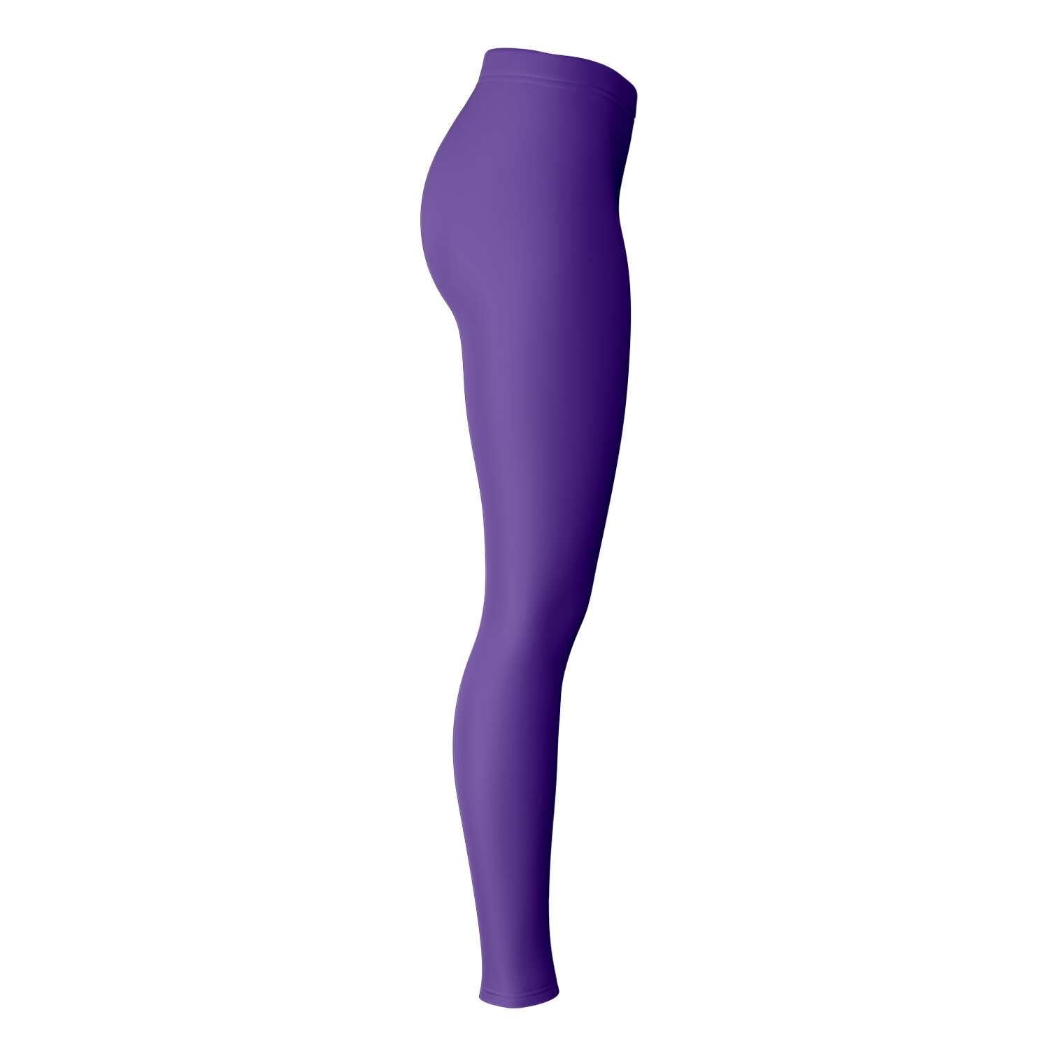 Left leg showing all-purple panel — bold Northwestern pride with athletic stretch.