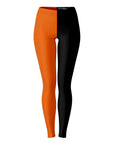 Front view of Oregon State University color leggings in black and orange — OSU Beaver-themed apparel by CollegeWares.