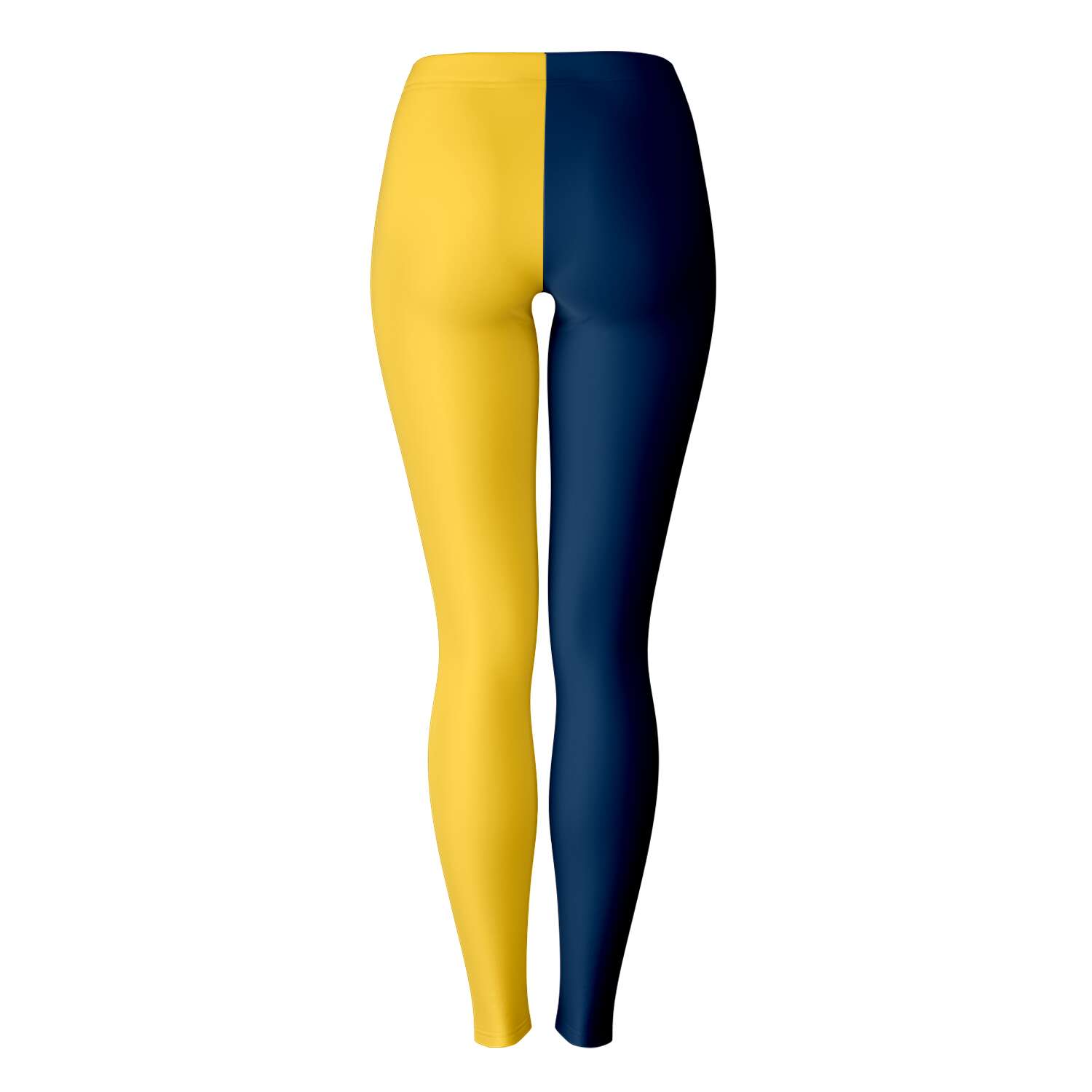 Back view of UC Berkeley leggings in iconic school colors — collegiate pride and athletic fit from CollegeWares.