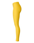 Right-side view of gold panel UC leggings — vibrant and energetic school spirit from CollegeWares.